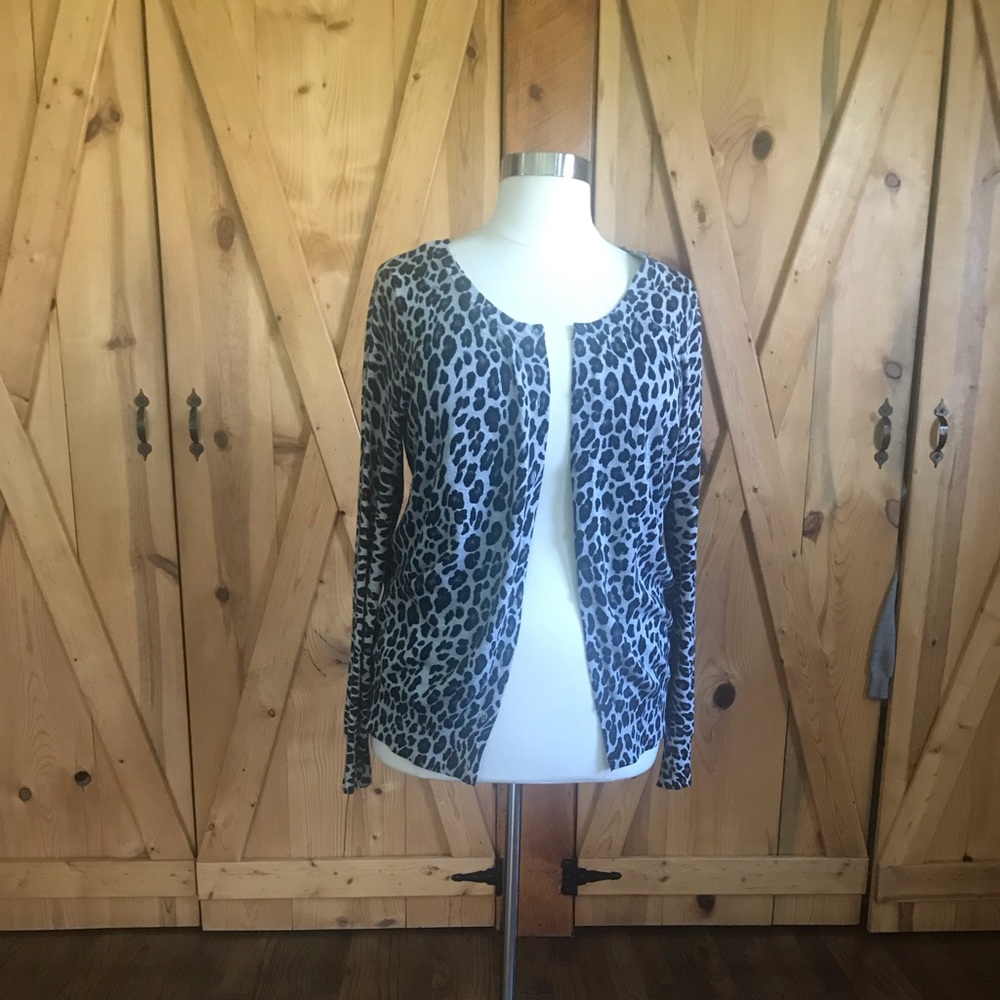 Leopard print cardigan sweater